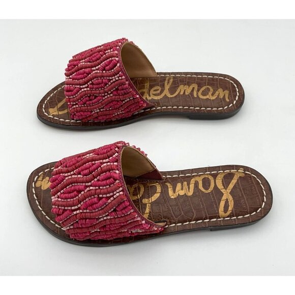 Sam Edelman Kids Gunner Beaded Pink Slide Orchid Flower Mini Sandals Girls 1M - Picture 3 of 9